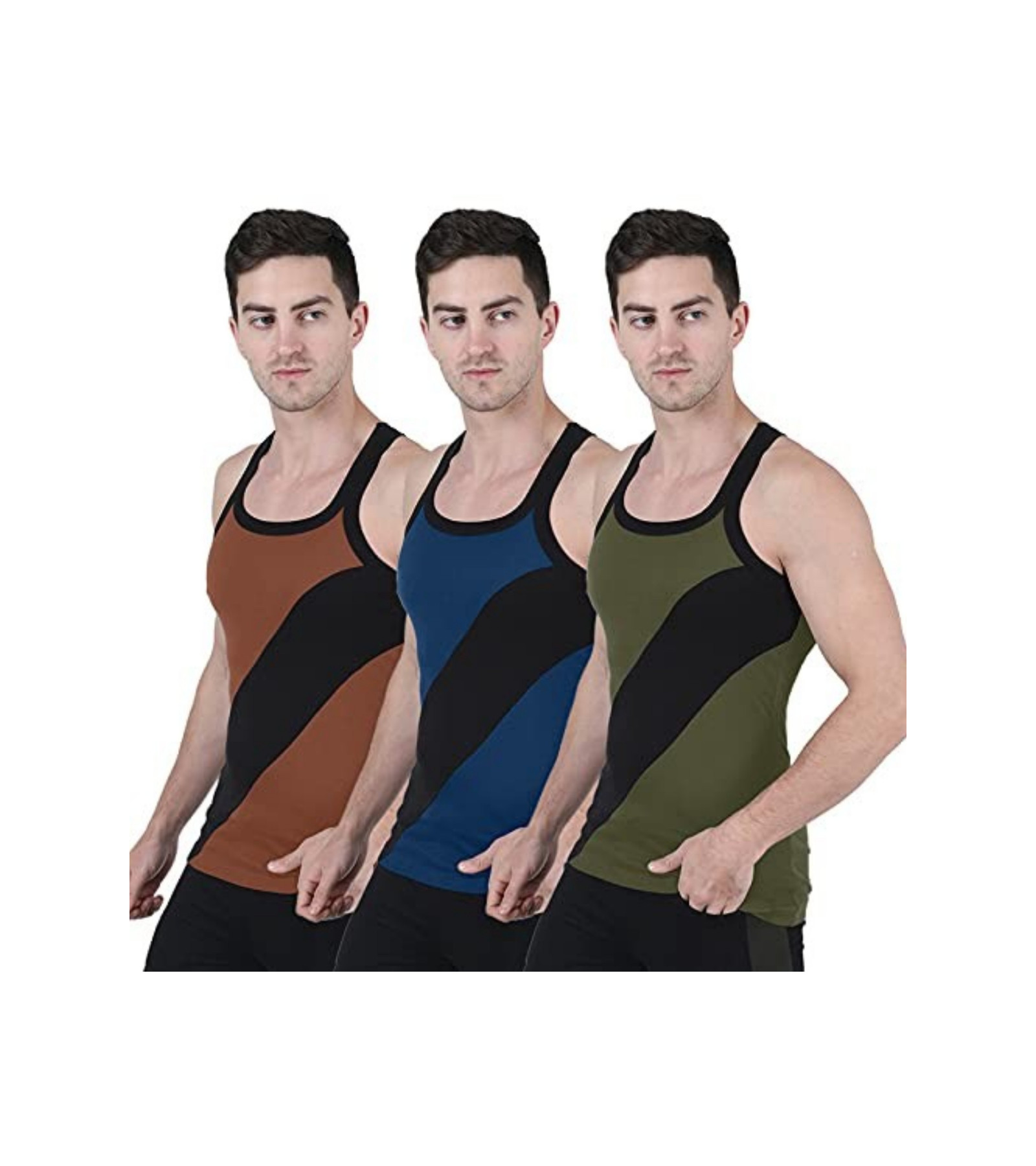 Men's Cotton Gym Vest 3 Pack Combo | Sleeveless, Regular Fit